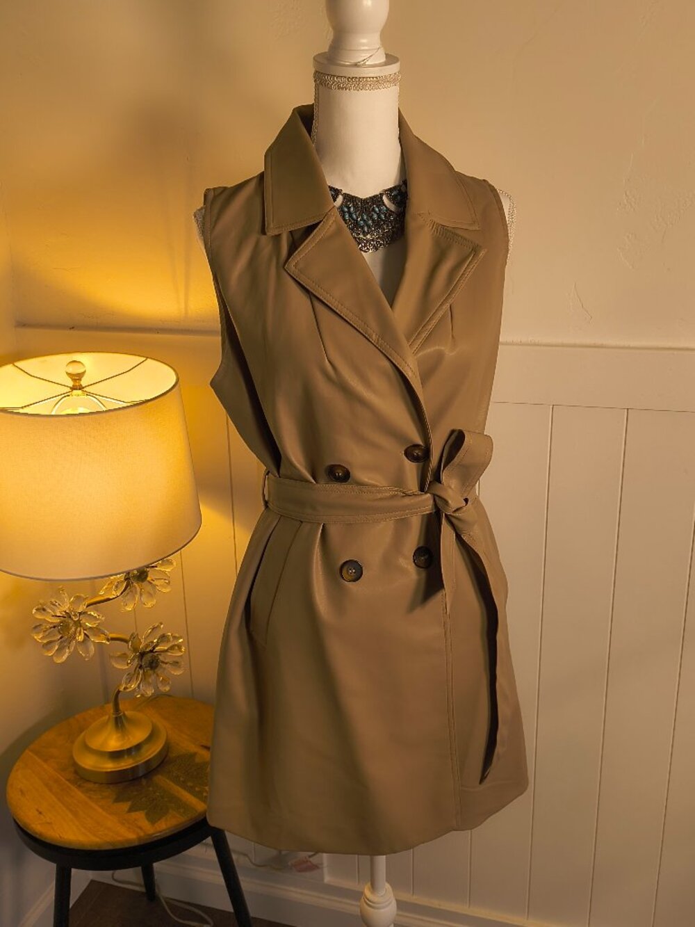 HYFVE Tan Belted Trench Vest – Size Small/Can Fit Medium